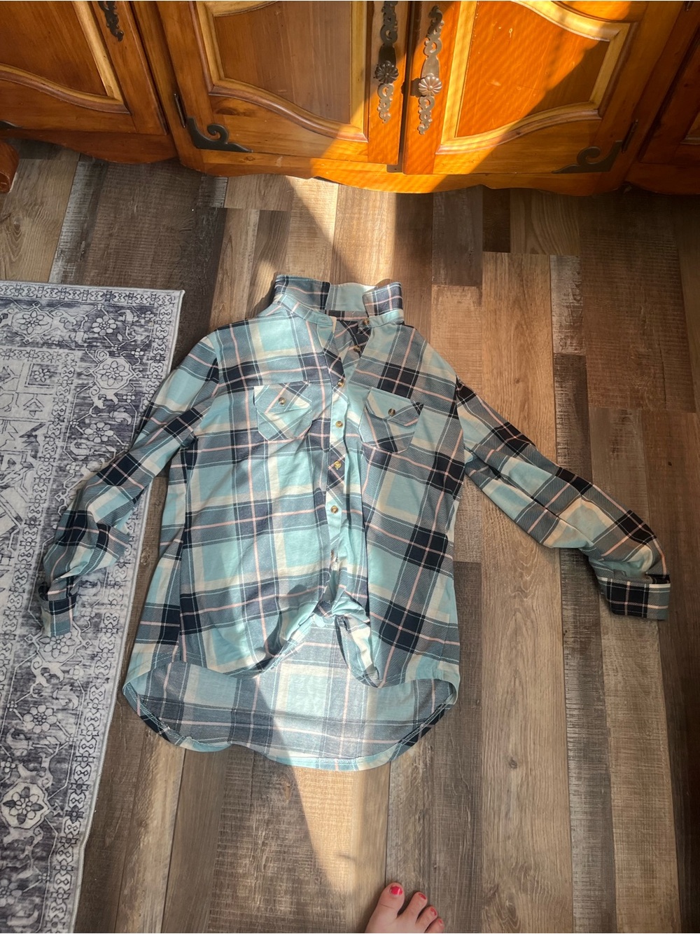 Blue Rain Teal and Navy Plaid Button-Down Shirt for Kids